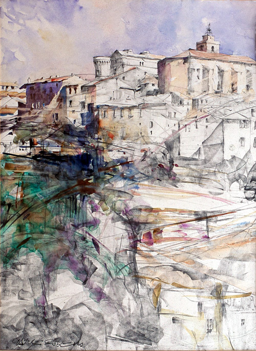 Gordes, Provence - watercolour and graphite on paper