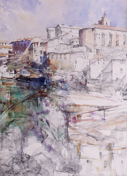 aquarelle, Gordes, Provence by Wayne Roberts