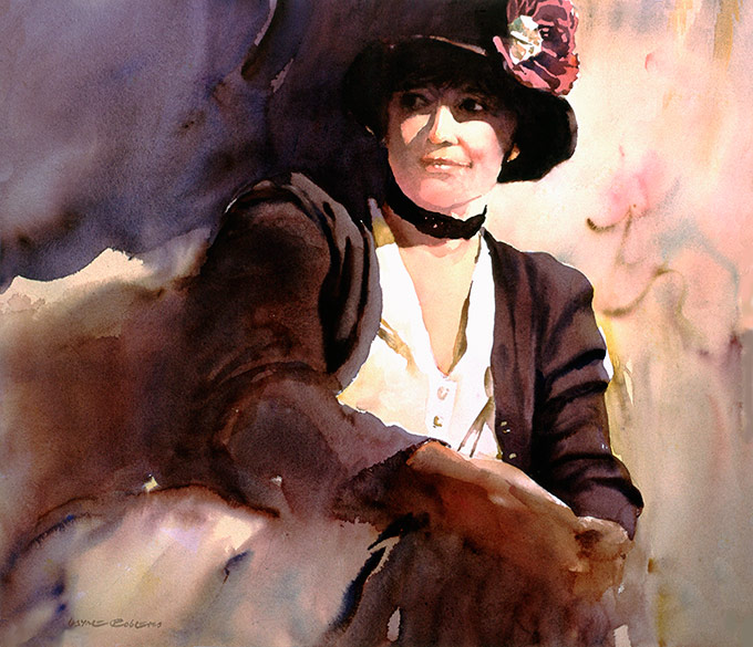 Linda, prize-winning watercolour portrait