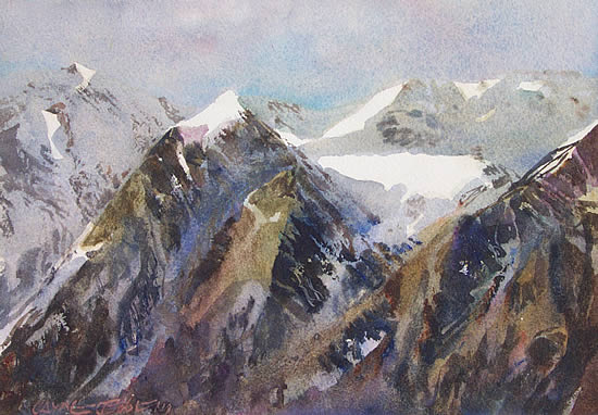 Watercolour - Alps at St Veran