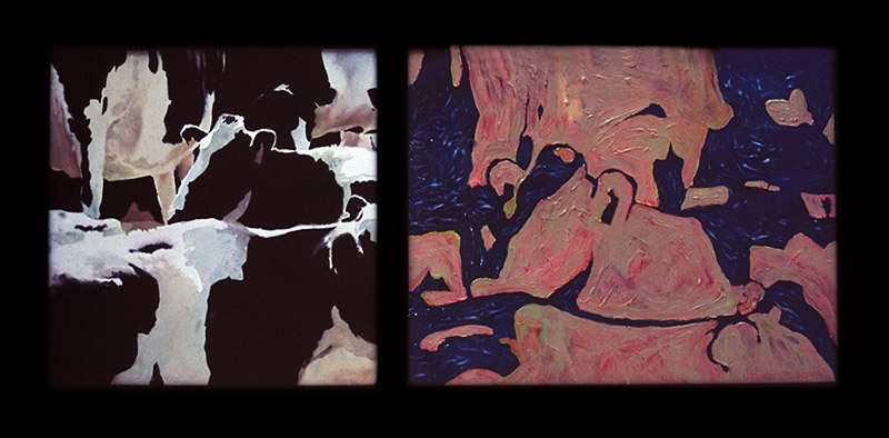 Fresian After-image, watercolor and polymer diptych