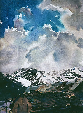 Alps at St Veran, watercolour